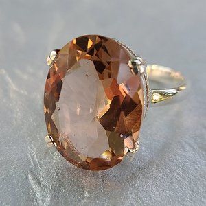 Morganite Ring Sterling Silver Size 7